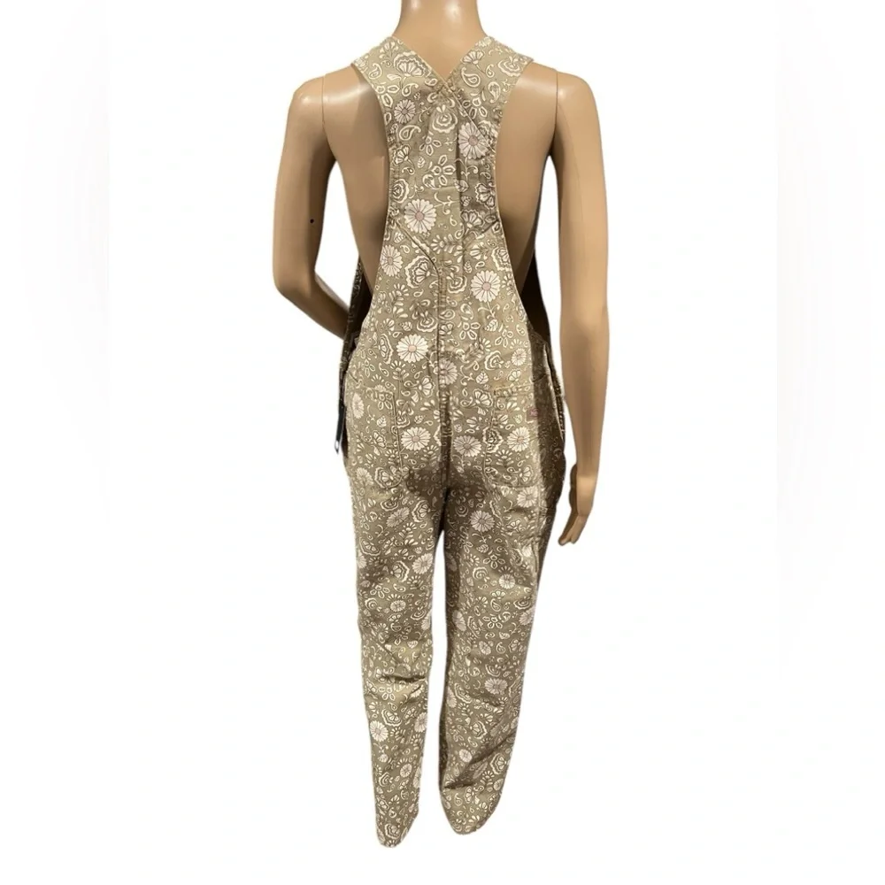 DICKIES overalls Womens Ellis Bohemian floral beige duck canvas Size M - Picture 5 of 16